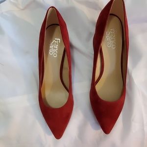 FRANCO SARTO RED SUEDE PUMPS SZ 9 NEW CONDITION